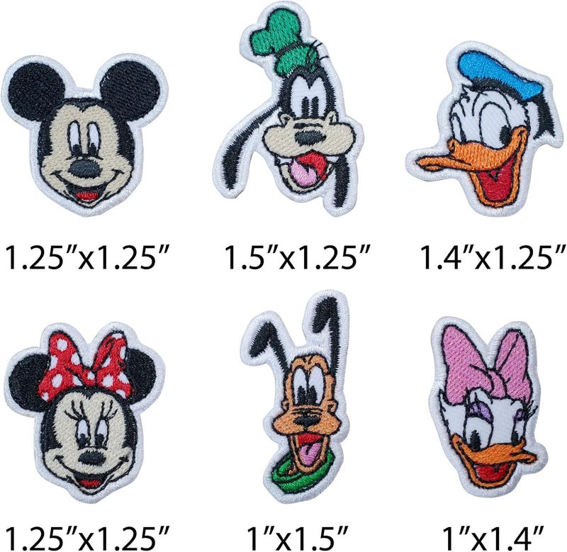 Octory 6 PCS Mini Set Cute Cartoon Mickey Iron On Patch for Clothing Saw On/Iron On Embroidered Patch Applique for Jeans, Hats, Bags - Image 2